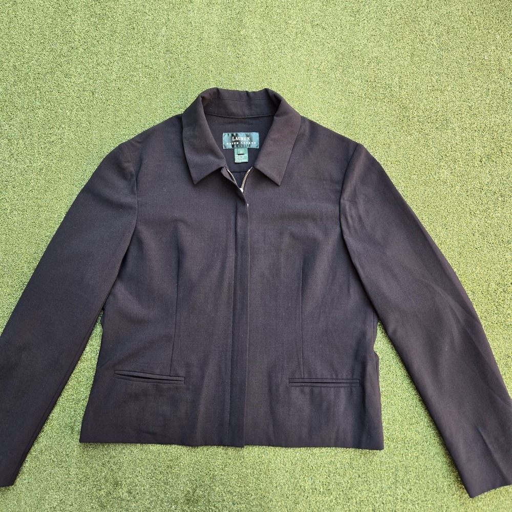 Lauren Ralph Lauren Women Zip Front Blazer Jacket Black - Picture 3 of 12